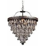 Cascade 6 Light Tiered Chandelier in Bronze with Clear Crystals - Crystal Palace Lighting