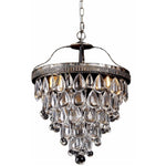 Cascade 3 Light Tiered Chandelier in Bronze with Clear Crystals - Crystal Palace Lighting