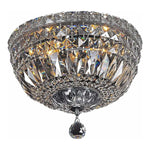 Classique 3 Light Flush Crystal Chandelier in Chrome and Clear - Crystal Palace Lighting