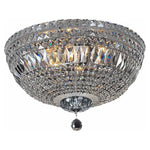Classique 6 Light Flush Crystal Chandelier in Chrome and Clear - Crystal Palace Lighting