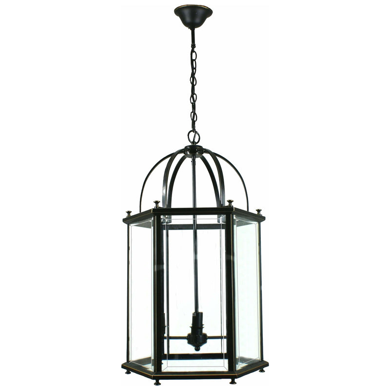 Country Lantern 4 Light Pendant in Bronze and Clear - Crystal Palace Lighting