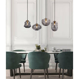 FOSSETTE Interior Dimpled Smoked Mirror Effect Glass Pendant Lights