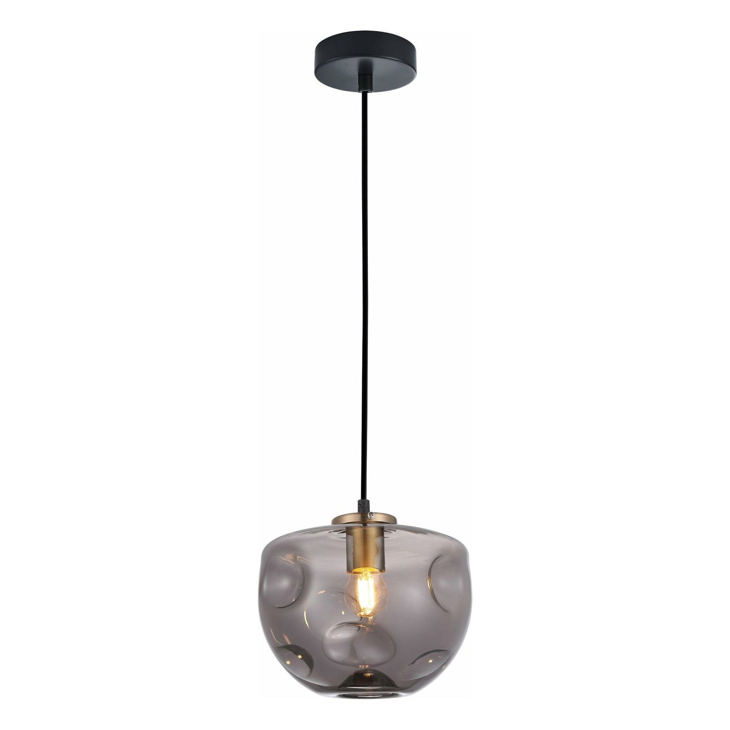 FOSSETTE Interior Dimpled Smoked Mirror Effect Glass Pendant Lights