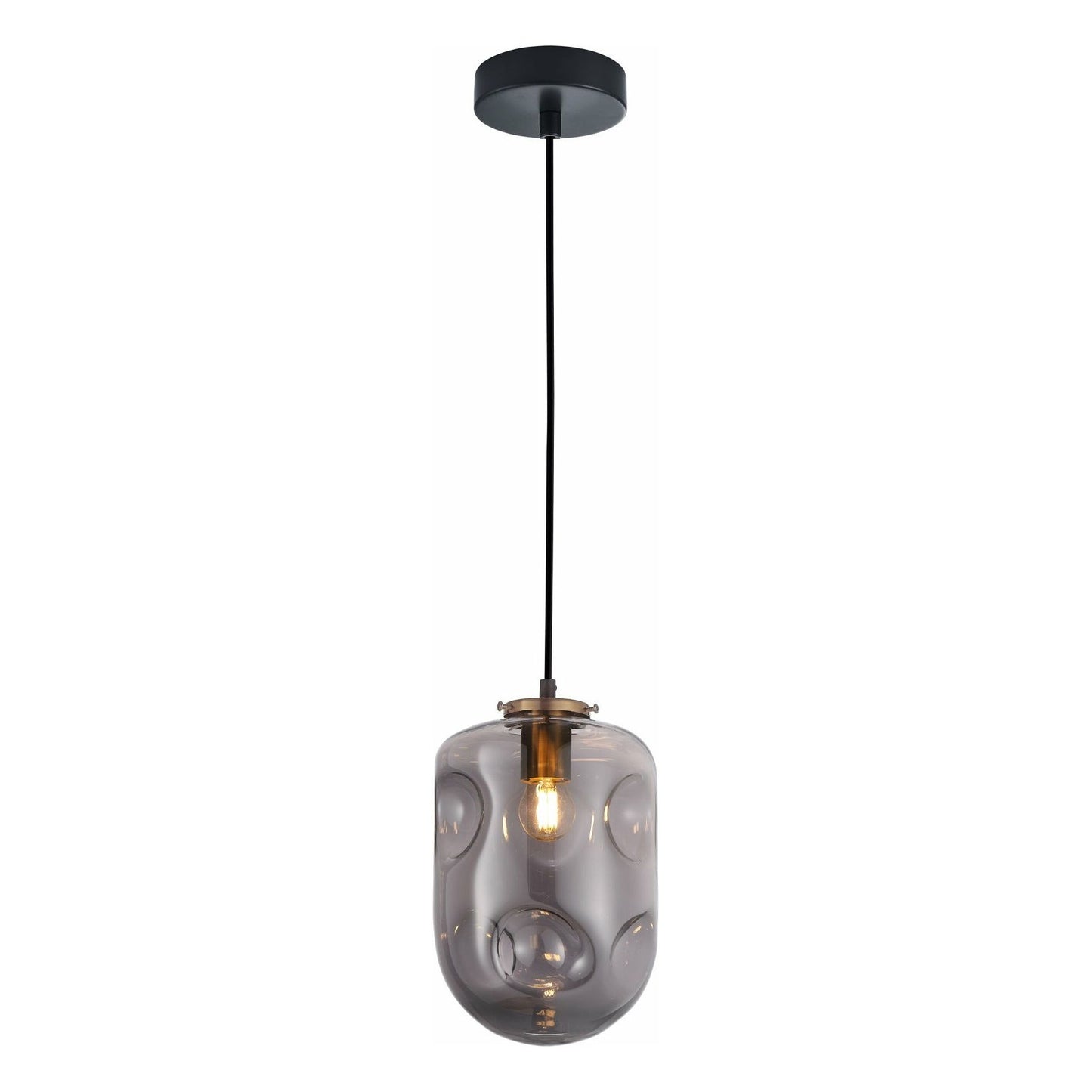 FOSSETTE Interior Dimpled Smoked Mirror Effect Glass Pendant Lights