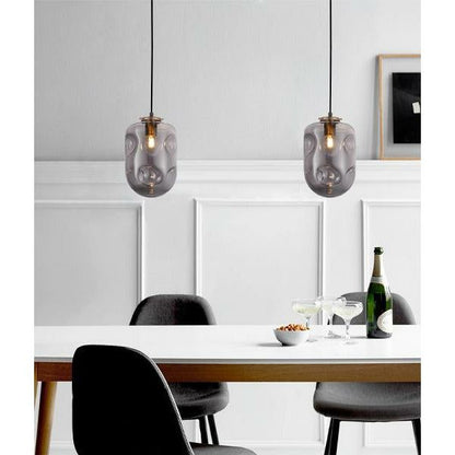 FOSSETTE Interior Dimpled Smoked Mirror Effect Glass Pendant Lights