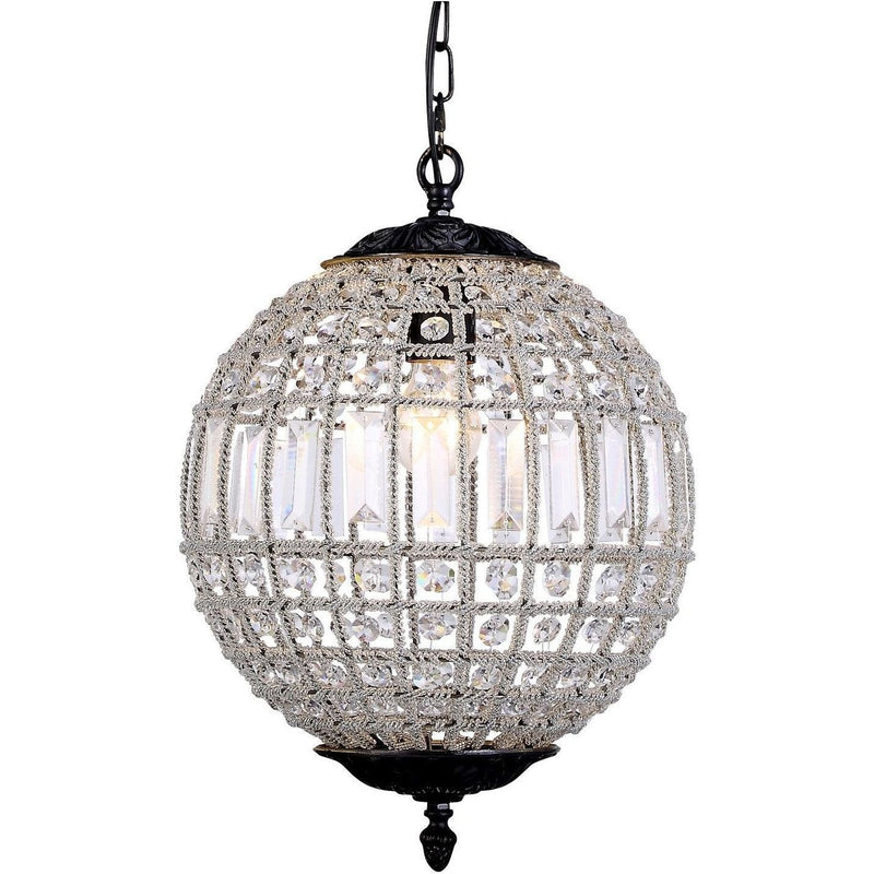 Marseilles 1 Light Crystal Ball Chandelier in Bronze - Crystal Palace Lighting