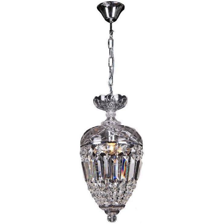Mozart 1 Light Crystal Basket Chandelier in Chrome and Clear - Crystal Palace Lighting