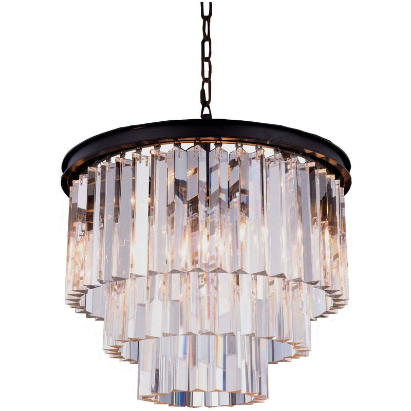 Odeon 3 Tier 3 Light Chandelier in Bronze with Clear Crystals - Crystal Palace Lighting