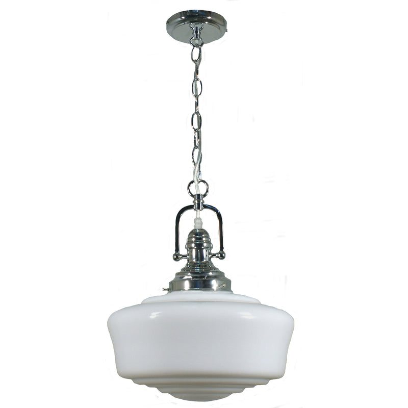Paramount Pendant in Chrome with Moulins Shade - Crystal Palace Lighting