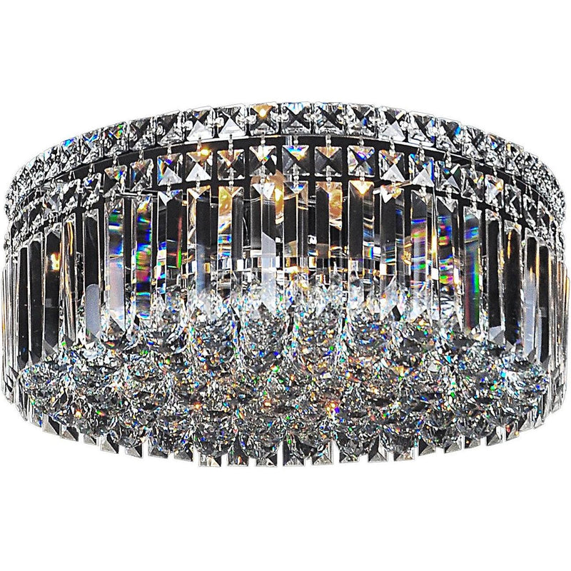Rotondo 3 Light Flush Chandelier in Chrome with Clear Crystals - Crystal Palace Lighting