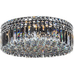 Rotondo 5 Light Flush Chandelier in Chrome with Clear Crystals - Crystal Palace Lighting