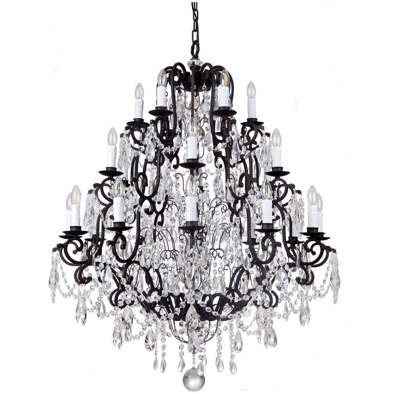 Salzburg 24 Light Chandelier in Bronze with Clear Crystals - Crystal Palace Lighting