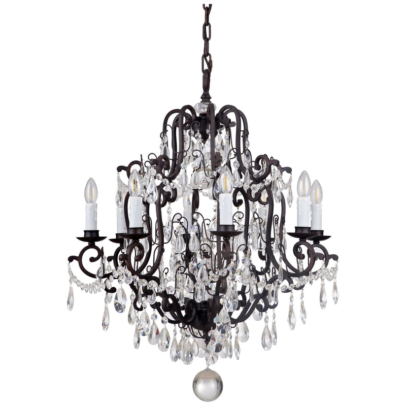 Salzburg 8 Light Chandelier in Bronze with Clear Crystals - Crystal Palace Lighting
